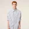 Camicia ampia Ami de Coeur in cotone a righe bianche