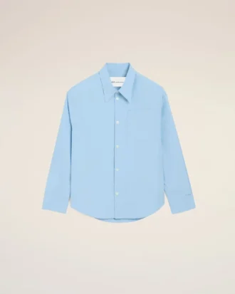 Camicia ampia Ami de Coeur in cotone blu con colletto a punta
