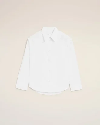 Camicia bianca in cotone con colletto a punta e motivo Ami de Coeur