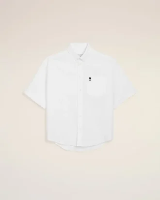 Camicia bianca in cotone dal taglio squadrato con ricamo Ami de Coeur Camicia bianca in cotone dal taglio squadrato con ricamo Ami de Coeur