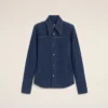 Camicia blu in cotone con colletto a punta Camicia blu in cotone con colletto a punta