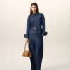 Camicia blu in cotone con colletto a punta Camicia blu in cotone con colletto a punta