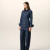 Camicia blu in cotone con colletto a punta Camicia blu in cotone con colletto a punta