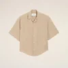 Camicia boxy Ami Paris ricamata a maniche corte beige Camicia boxy Ami Paris ricamata a maniche corte beige