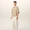 Camicia boxy Ami Paris ricamata a maniche corte beige Camicia boxy Ami Paris ricamata a maniche corte beige