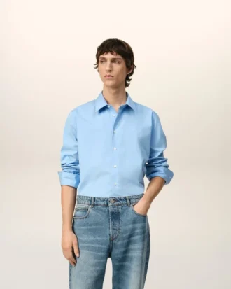 Camicia classica Ami de Coeur in cotone blu Camicia classica Ami de Coeur in cotone blu