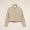 Camicia corta in cotone beige con motivo Ami de Coeur in rilievo Camicia corta in cotone beige con motivo Ami de Coeur in rilievo