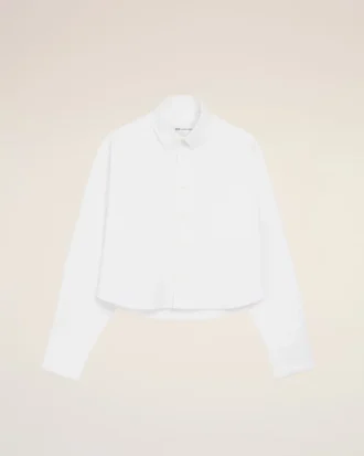 Camicia corta in cotone bianco con motivo Ami de Coeur in rilievo