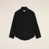 Camicia nera in misto seta con colletto a punta Camicia nera in misto seta con colletto a punta