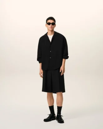 Camicia nera squadrata ricamata Ami Paris