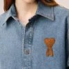 Camicia oversize in maglia di cotone blu Ami de Coeur Camicia oversize in maglia di cotone blu Ami de Coeur