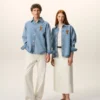 Camicia oversize in maglia di cotone blu Ami de Coeur Camicia oversize in maglia di cotone blu Ami de Coeur