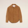 Camicia oversize in pelle di capra marrone con bottoni Camicia oversize in pelle di capra marrone con bottoni