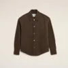 Camicia oversize in pelle di capra marrone con bottoni Camicia oversize in pelle di capra marrone con bottoni