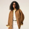 Camicia oversize in pelle di capra marrone con bottoni Camicia oversize in pelle di capra marrone con bottoni