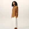 Camicia oversize in pelle di capra marrone con bottoni Camicia oversize in pelle di capra marrone con bottoni