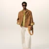 Camicia oversize in pelle di capra marrone con bottoni Camicia oversize in pelle di capra marrone con bottoni