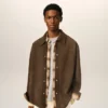 Camicia oversize in pelle di capra marrone con bottoni Camicia oversize in pelle di capra marrone con bottoni