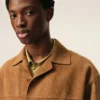 Camicia oversize in pelle di capra marrone con bottoni Camicia oversize in pelle di capra marrone con bottoni
