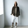 Camicia oversize in pelle di capra marrone con bottoni Camicia oversize in pelle di capra marrone con bottoni