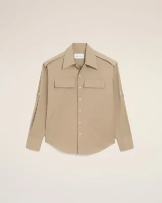 Camicia saharienne in cotone beige
