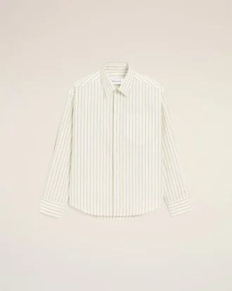 Camicia squadrata Ami de Coeur in cotone a righe bianche