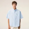 Camicia squadrata in cotone blu con ricami Ami de Coeur Camicia squadrata in cotone blu con ricami Ami de Coeur