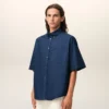 Camicia squadrata in cotone blu con ricami Ami de Coeur Camicia squadrata in cotone blu con ricami Ami de Coeur