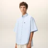 Camicia squadrata in cotone blu con ricami Ami de Coeur Camicia squadrata in cotone blu con ricami Ami de Coeur