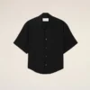 Camicia squadrata nera a maniche corte ricamata Ami Paris Camicia squadrata nera a maniche corte ricamata Ami Paris
