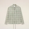 Camicia verde a quadri in cotone dal taglio squadrato Camicia verde a quadri in cotone dal taglio squadrato