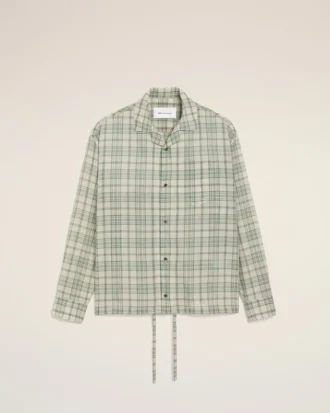 Camicia verde a quadri in cotone dal taglio squadrato