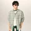 Camicia verde a quadri in cotone dal taglio squadrato Camicia verde a quadri in cotone dal taglio squadrato