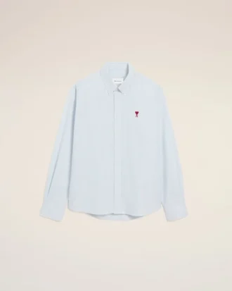 Camicie classiche a maniche lunghe in cotone blu con colletto button-down e ricamo ADC Camicie classiche a maniche lunghe in cotone blu con colletto button-down e ricamo ADC