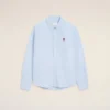 Camicie classiche a maniche lunghe in cotone blu con colletto button-down e ricamo ADC Camicie classiche a maniche lunghe in cotone blu con colletto button-down e ricamo ADC