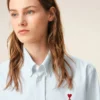 Camicie classiche a maniche lunghe in cotone blu con colletto button-down e ricamo ADC Camicie classiche a maniche lunghe in cotone blu con colletto button-down e ricamo ADC