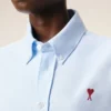 Camicie classiche a maniche lunghe in cotone blu con colletto button-down e ricamo ADC Camicie classiche a maniche lunghe in cotone blu con colletto button-down e ricamo ADC