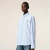 Camicie classiche a maniche lunghe in cotone blu con colletto button-down e ricamo ADC Camicie classiche a maniche lunghe in cotone blu con colletto button-down e ricamo ADC