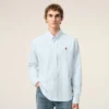 Camicie classiche a maniche lunghe in cotone blu con colletto button-down e ricamo ADC Camicie classiche a maniche lunghe in cotone blu con colletto button-down e ricamo ADC