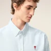 Camicie classiche a maniche lunghe in cotone blu con colletto button-down e ricamo ADC Camicie classiche a maniche lunghe in cotone blu con colletto button-down e ricamo ADC