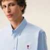 Camicie classiche a maniche lunghe in cotone blu con colletto button-down e ricamo ADC Camicie classiche a maniche lunghe in cotone blu con colletto button-down e ricamo ADC