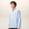Camicie classiche a maniche lunghe in cotone blu con colletto button-down e ricamo ADC Camicie classiche a maniche lunghe in cotone blu con colletto button-down e ricamo ADC