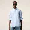 Camicie classiche a maniche lunghe in cotone blu con colletto button-down e ricamo ADC Camicie classiche a maniche lunghe in cotone blu con colletto button-down e ricamo ADC