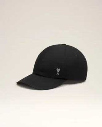 Cappellino Ami de Coeur in nylon nero con borchie