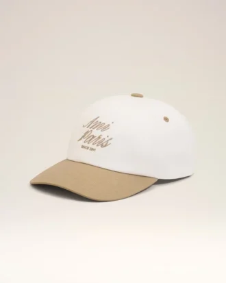 Cappellino Ami Paris in cotone bicolore beige e bianco