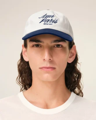 Cappellino Ami Paris in cotone bicolore blu e bianco