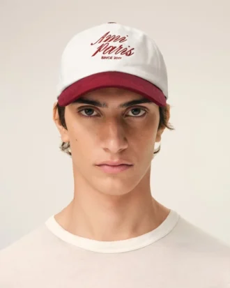Cappellino Ami Paris in cotone bicolore rosso e bianco