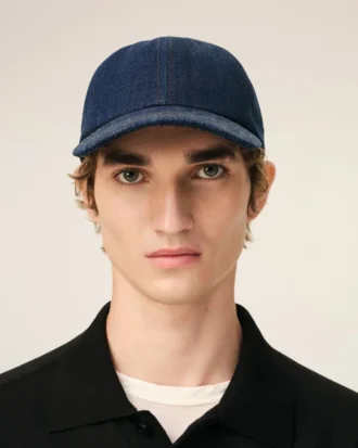 Cappellino con toppa laterale Ami Paris in denim blu