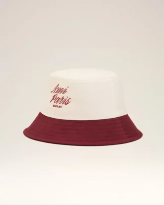 Cappello Ami Paris in cotone rosso e bianco
