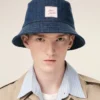Cappello con toppa Ami Paris Heritage in cotone denim blu Cappello con toppa Ami Paris Heritage in cotone denim blu